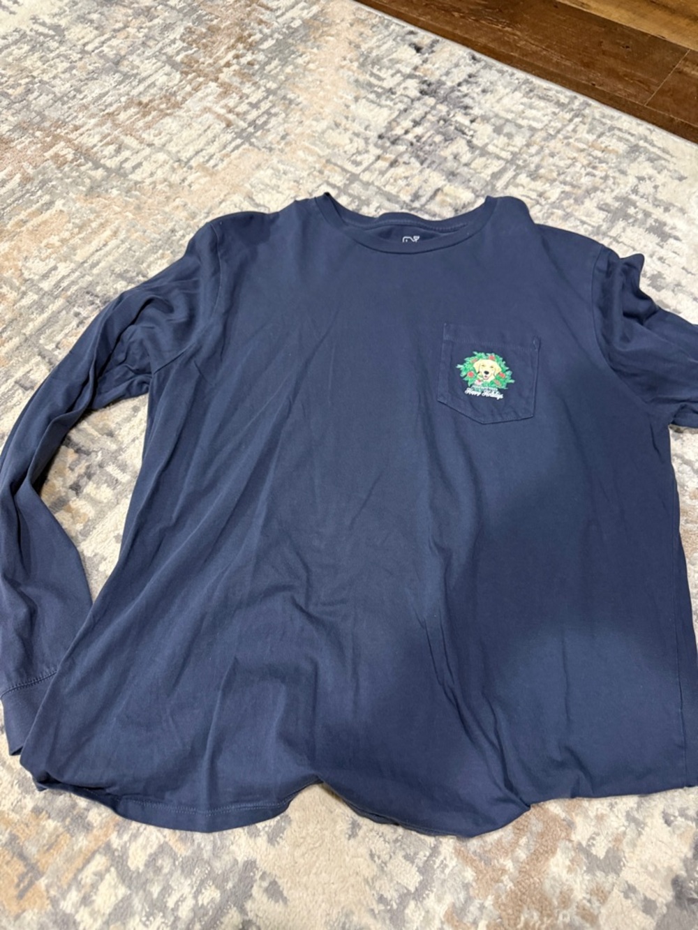 Vineyard Vines Navy Holiday Dog Graphic Tee